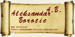 Aleksandar Borotić vizit kartica